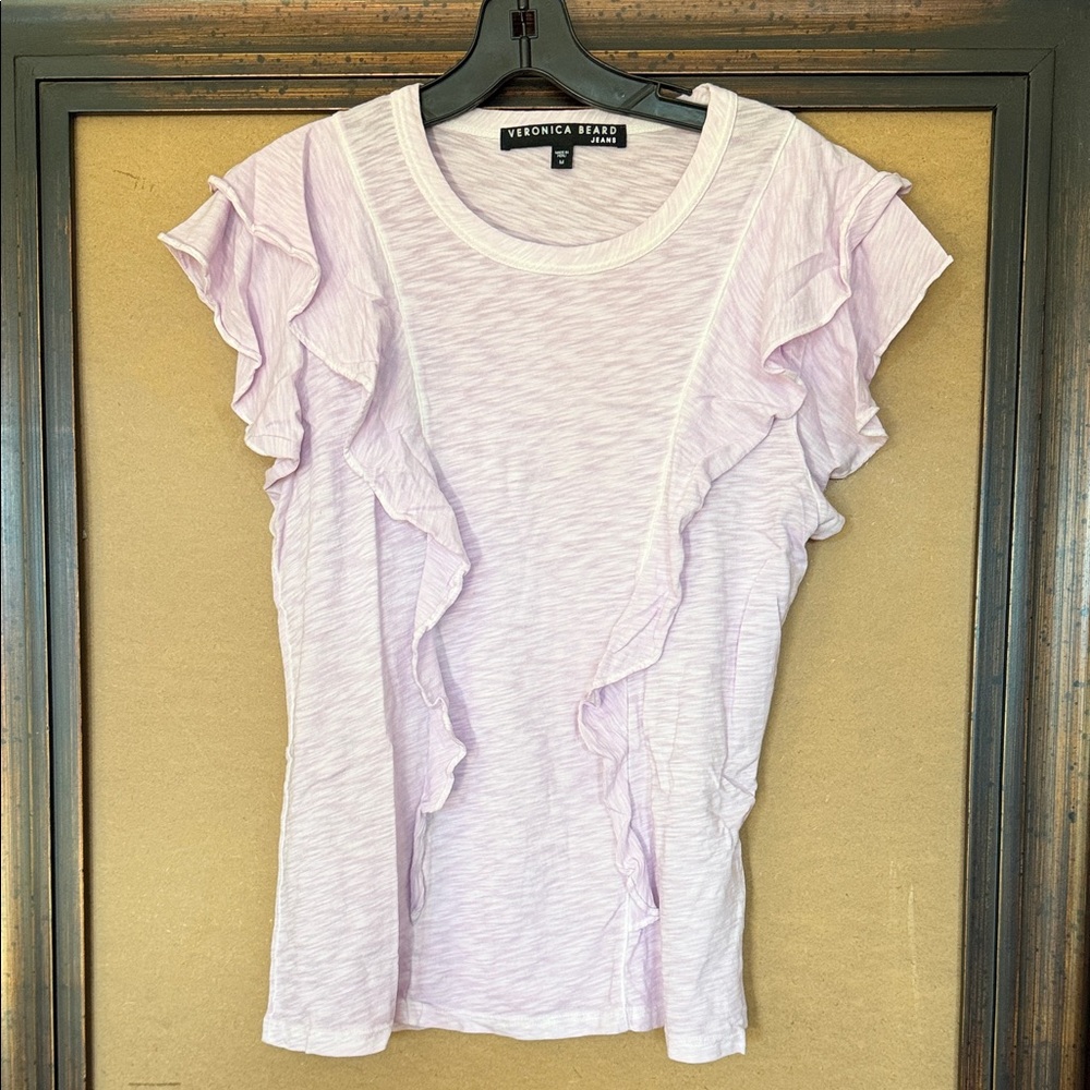 Veronica Beard Light Purple Ruffle Sleeve Tee